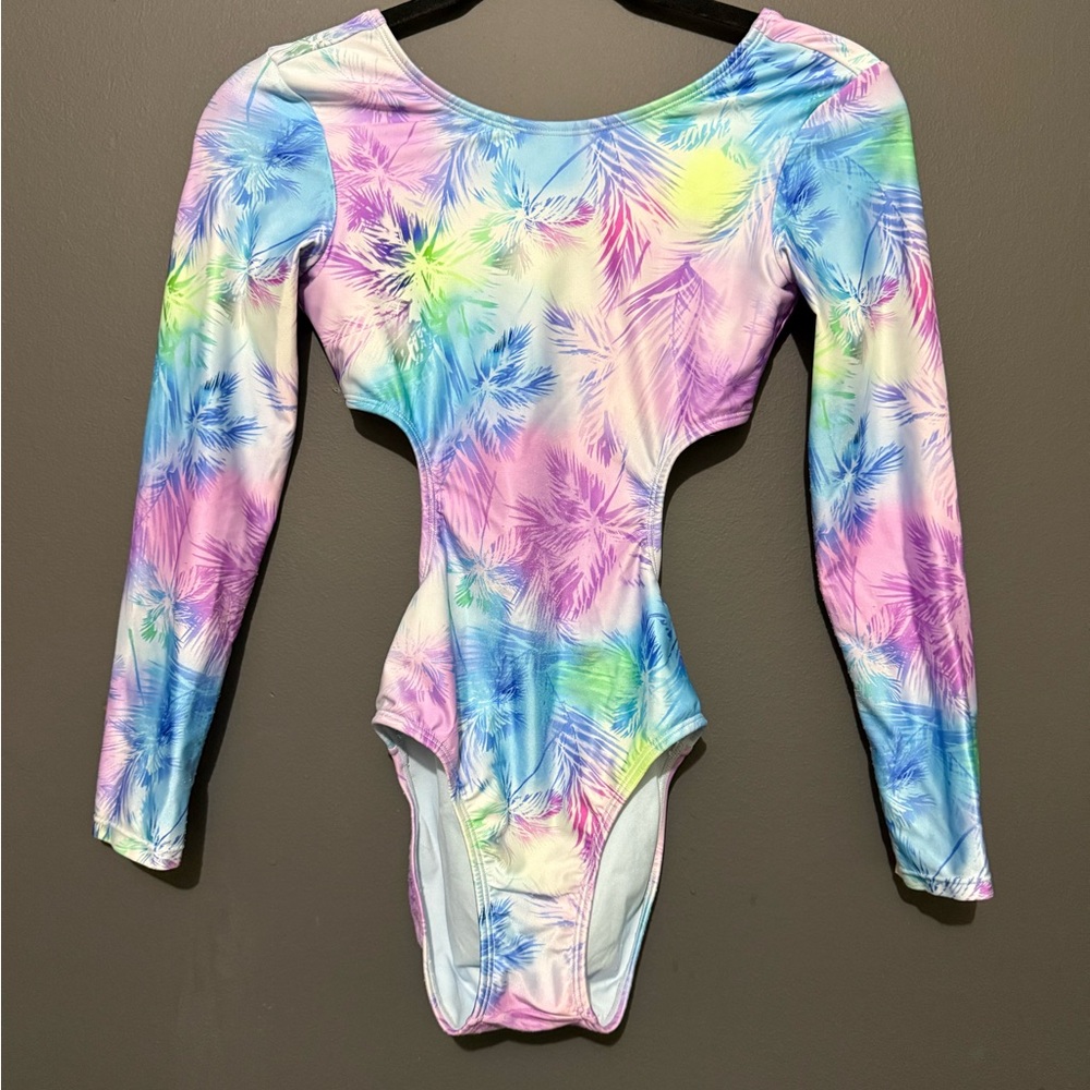 Art Class Multicolor Long Sleeve swimsuit. Open back and open sides.